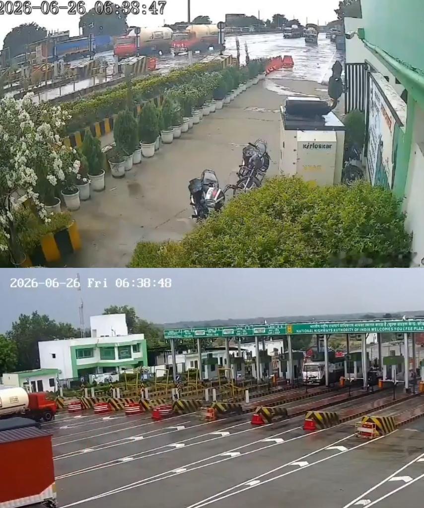 印度北方邦一国家公路（收费站）发生一辆石化燃料车撞上护栏，造成四人死亡。视频监