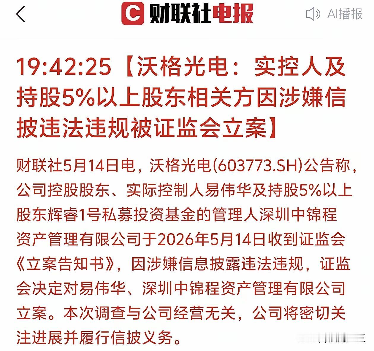 大牛股爆雷，投资者欲哭无泪，这个损失能不能由大股东来赔偿？沃格光电