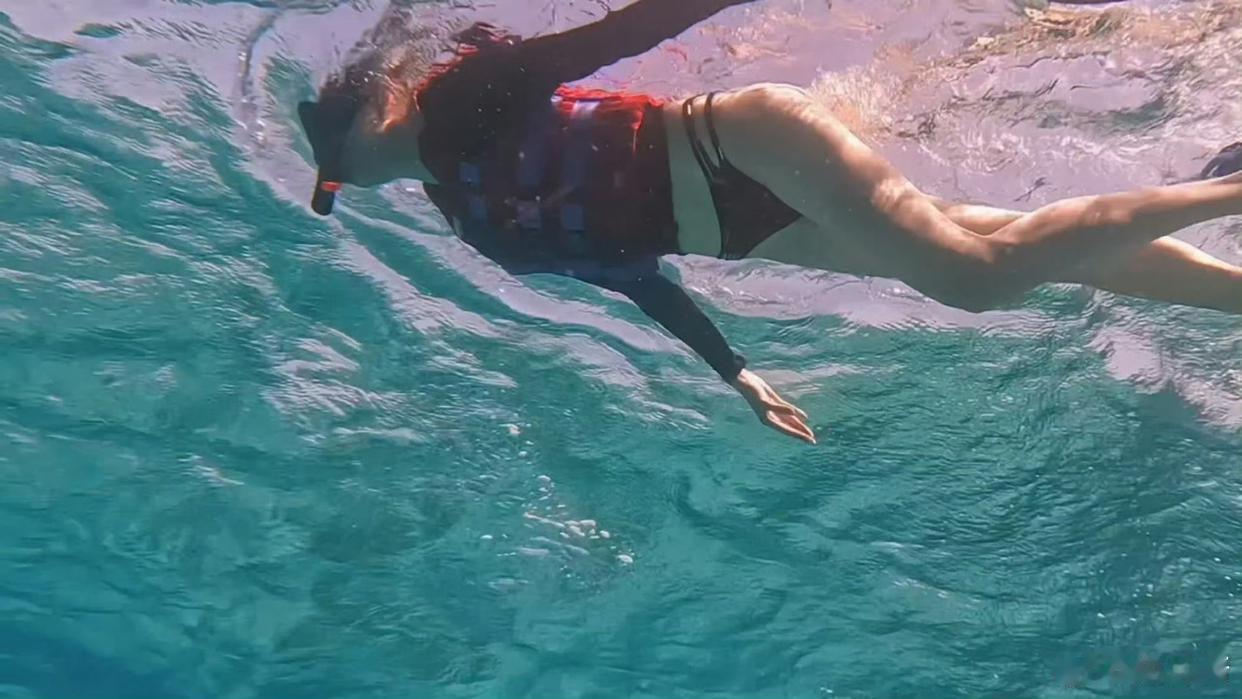 关晓彤马尔代夫浮潜，顶级美腿一览无遗