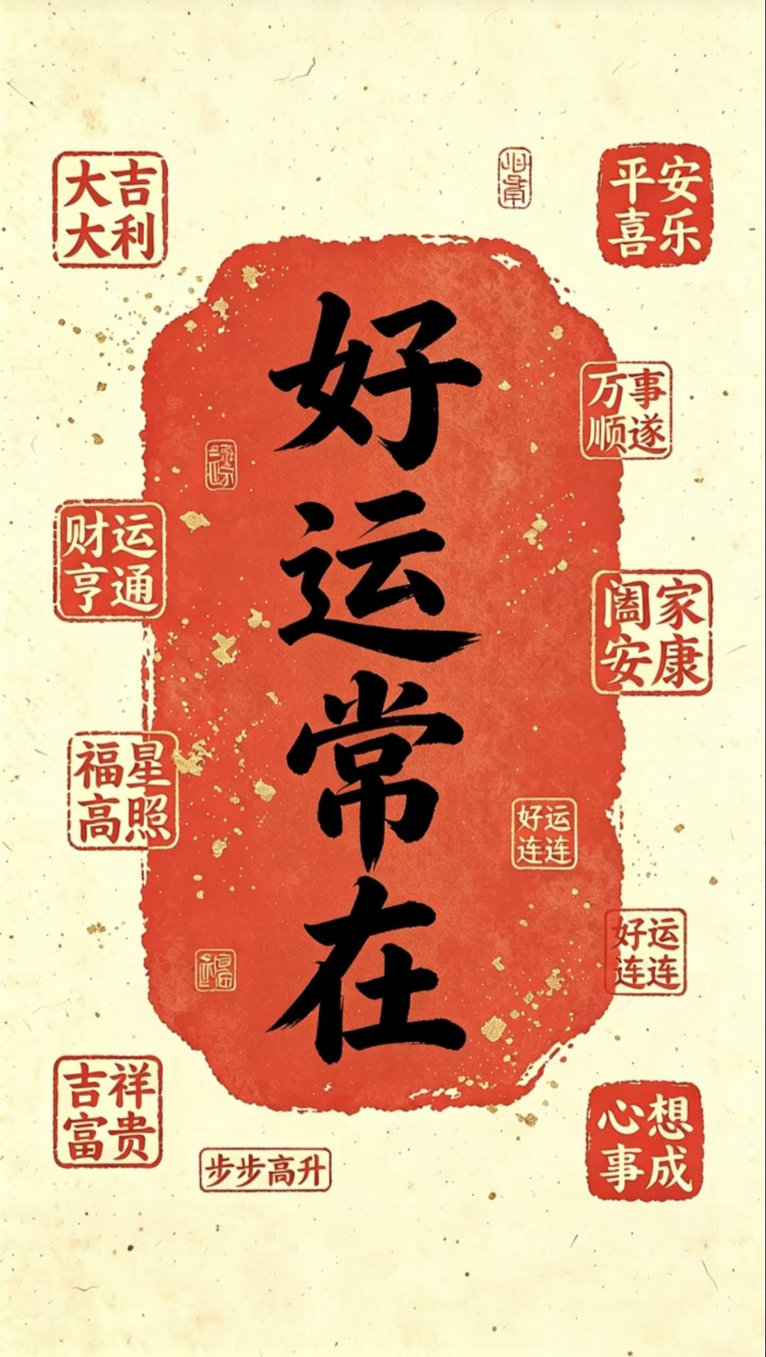 好运常在，福气满满！平安喜乐万事顺，大吉大利步步高升，接住这份好运吧！传统文化