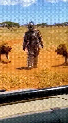 一款新出的“野外面具”广告说戴上能去非洲草原撩狮子，狮子咬脸都不破。视频里有人