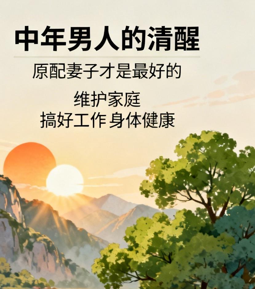 男人，人到中年千万别有婚外情钱多了人就飘了中年男人，更要清醒知道