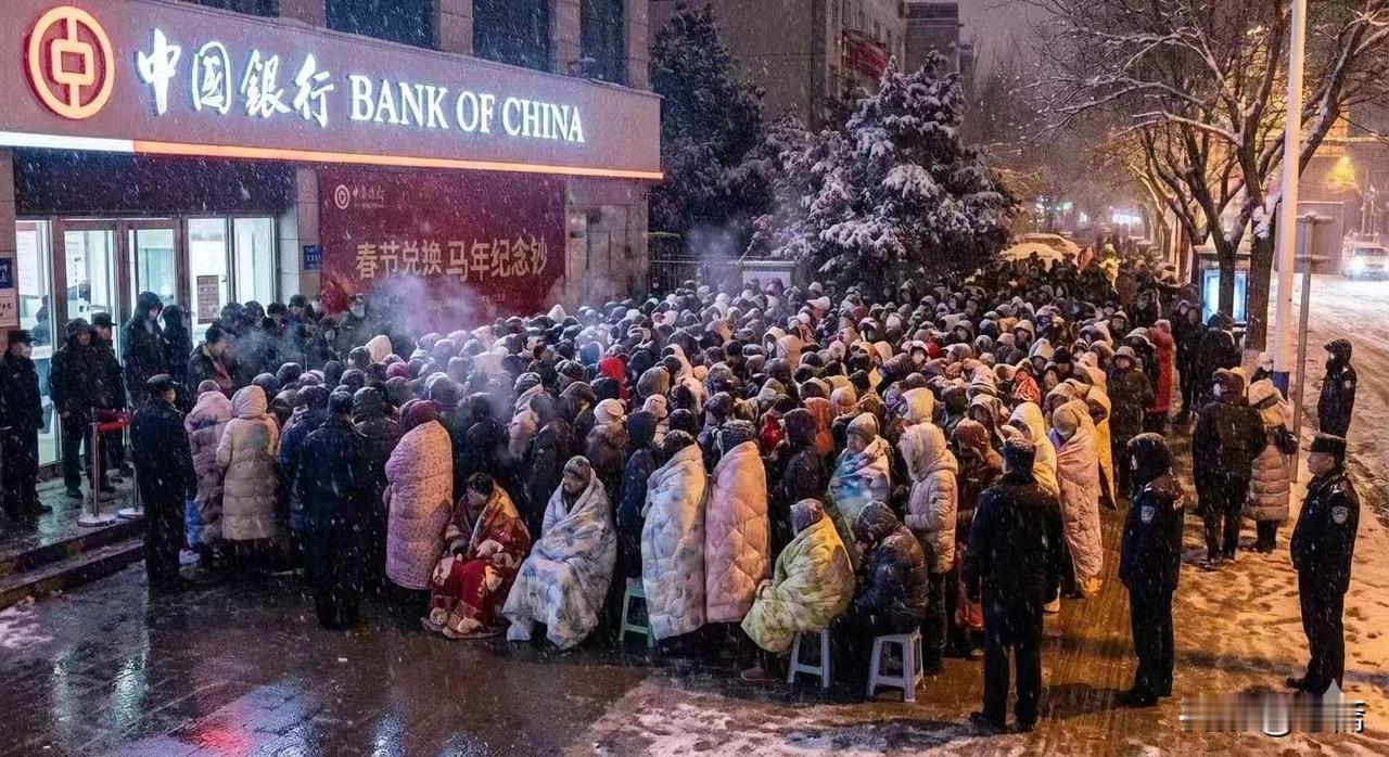 2026年贺岁马年纪念币/纪念钞兑换现场，地点位于中国银行某营业网点外。画面中，