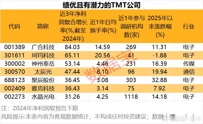 绩优且有潜力的TMT个股名单