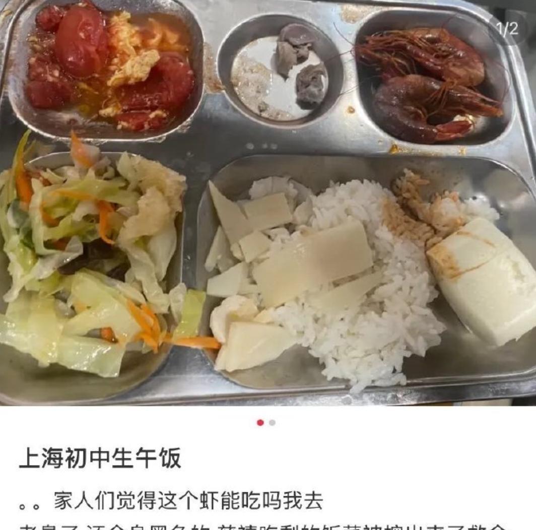 9月16日，“上海中小学生吃的这是啥”冲上热搜榜，高年级的学生纷纷晒出午餐图片，