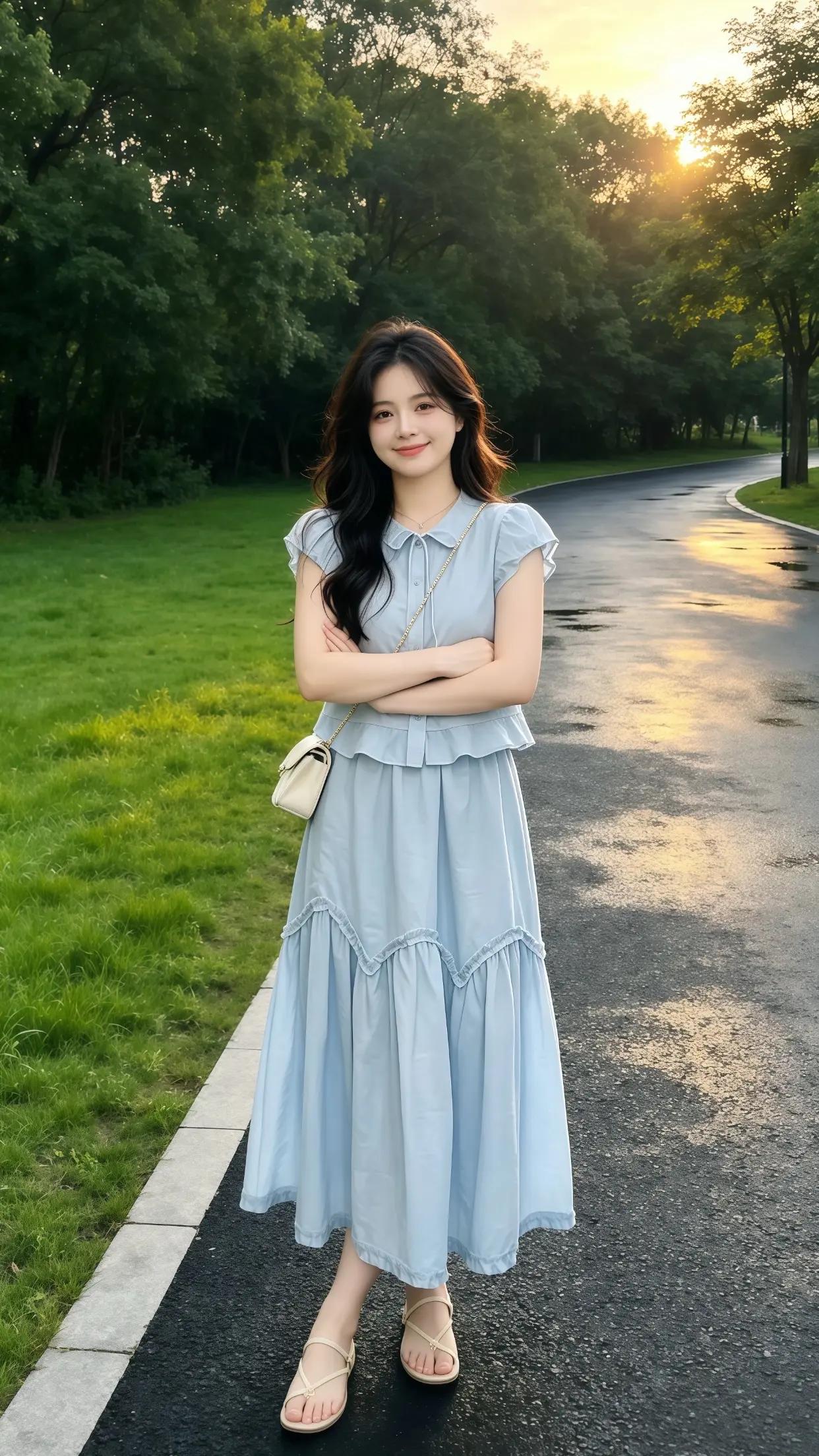 分享夏季韩系穿搭女生不费力的夏季穿搭浅交一下我的夏季穿搭作业户外长裙穿搭