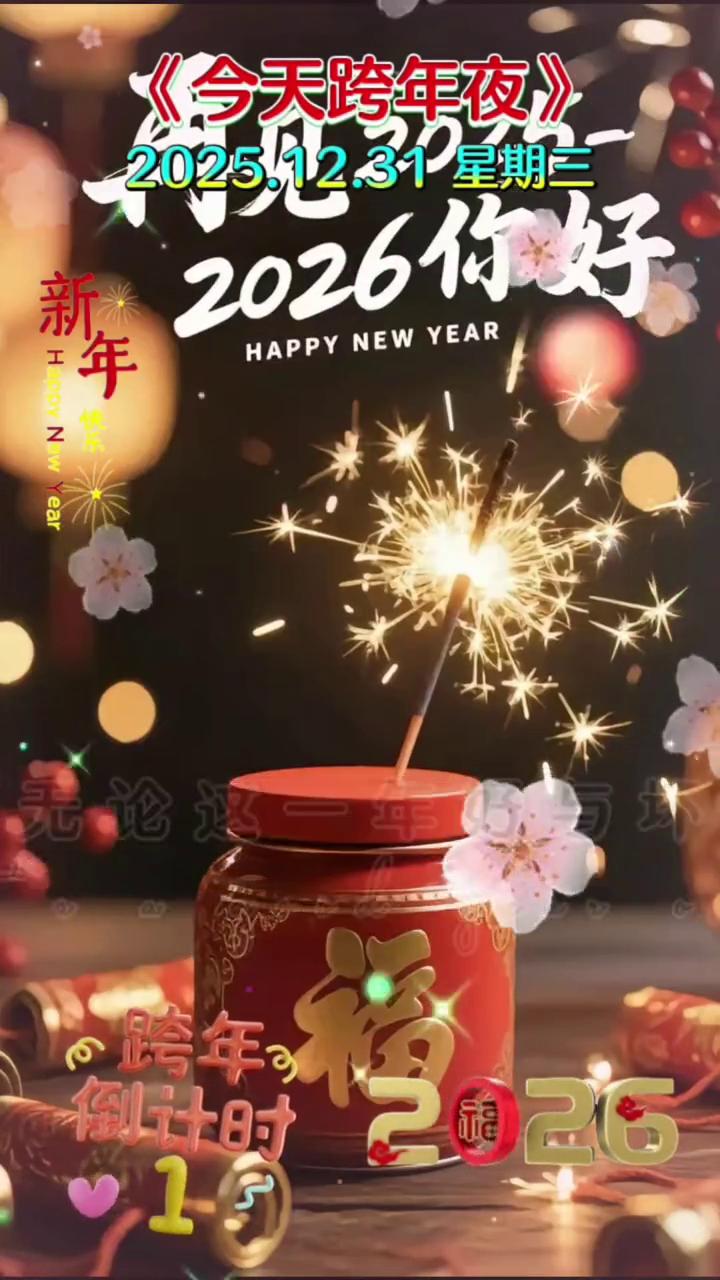 今天跨年夜。今天就是跨年夜了，无论这一年好与坏都即将结束了。在今晚零点时让我们