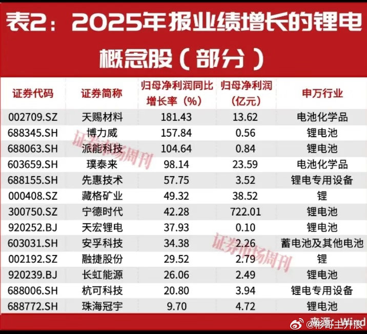2025年业绩增长的锂电概念股票