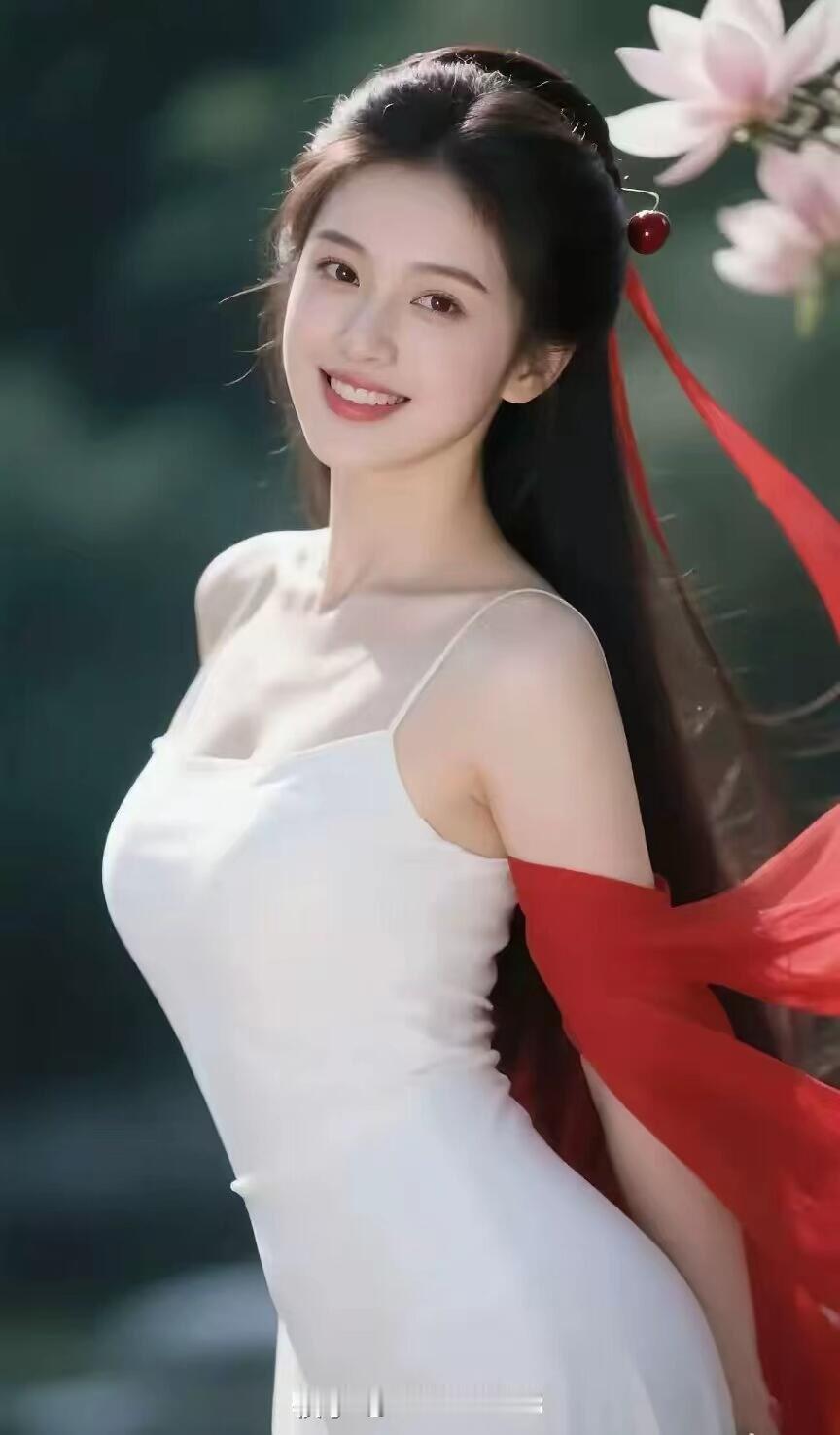 温柔甜美的古风少女，笑靥如花，红袖轻拂。