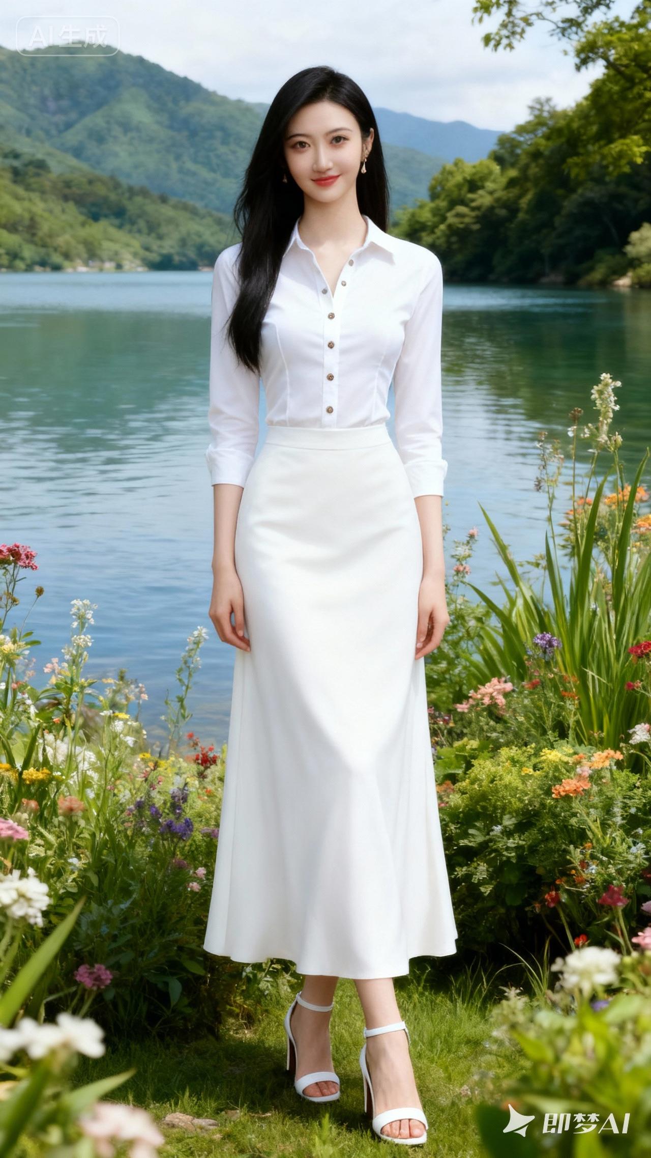 夏日清新穿搭，白色连衣裙与自然风光的完美融合！