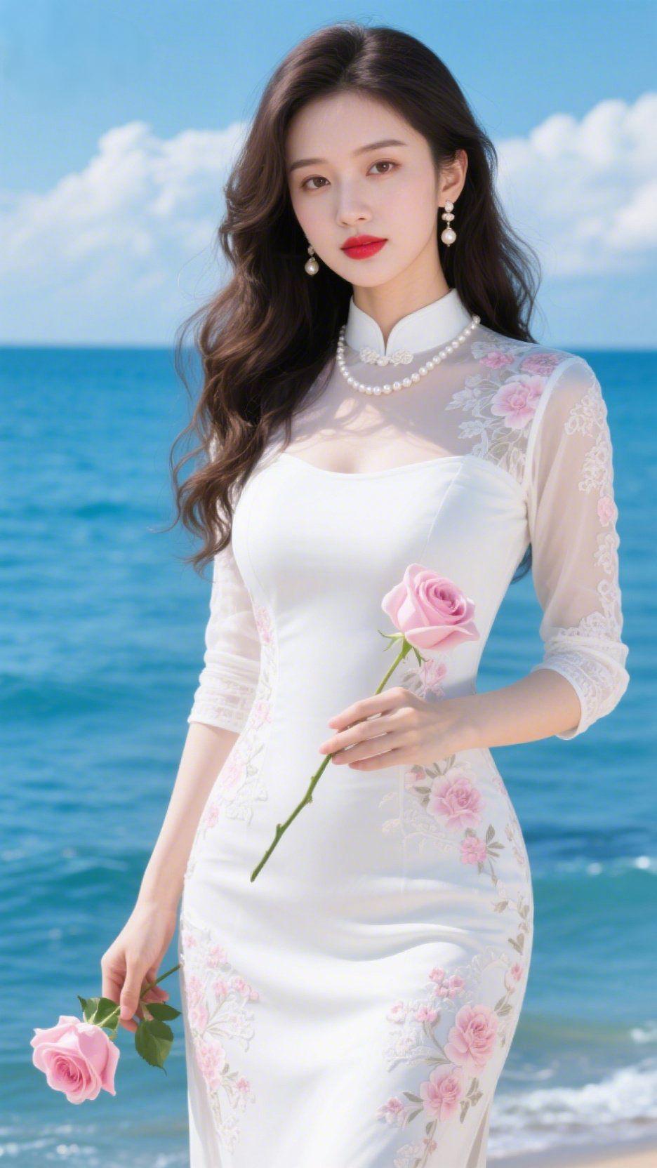 碧海晴风夏意长澄澈碧海衔着远天，白浪漫过细洁沙滩。流云在晴空悠悠舒展，海风
