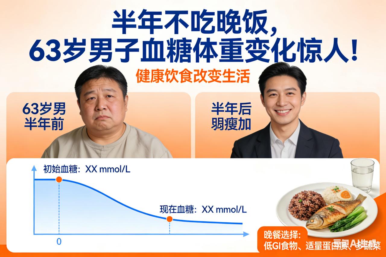 63岁男子半年不吃晚饭，血糖体重变化惊人63岁大叔为降糖“过午不食”，半年