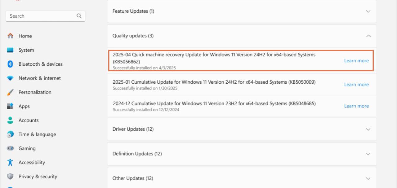 微软推出Windows11快速机器恢复测试补丁包，系统在无法启动时可以通过