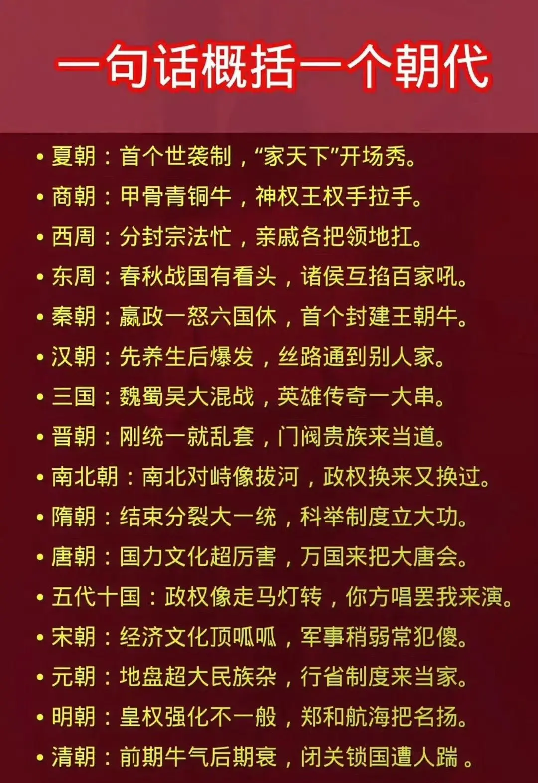 一句话概括一个朝代这也太牛了吧！