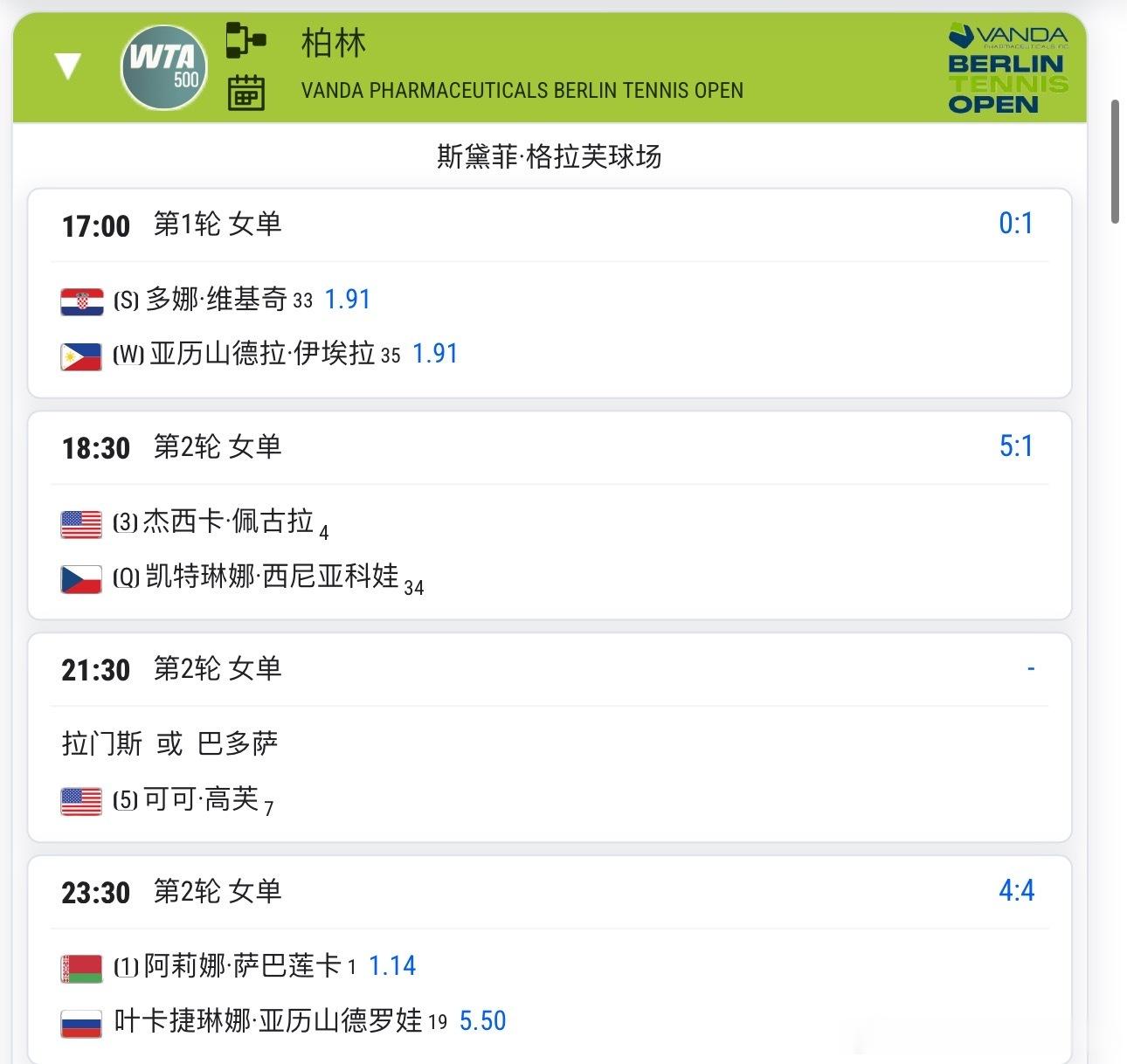 6.17日郑钦文第二轮不早于23点WTA诺丁汉中心场不早于23点郑钦文🇨?