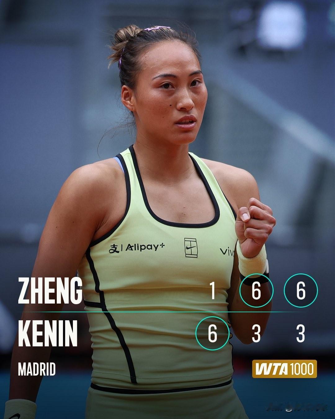 🇨🇳郑钦文马德里开门红伤愈复出的小郑1-6/6-3/6-3肯宁🇺🇸3