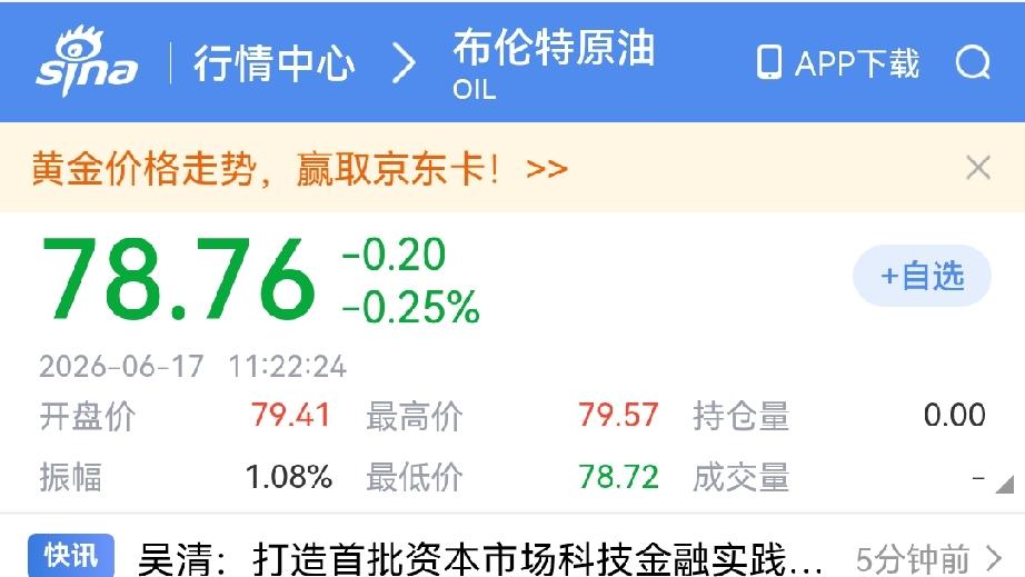 纽约原油期货和布伦特原油期货都跌倒7字开头/桶，那6字开头/桶也不会远了。霍尔