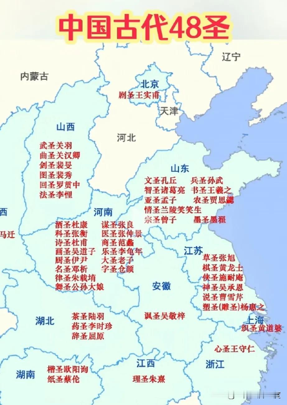 这又是哪位网友自嗨总结出来的各行各业的圣人，可以看出山河四省人才辈出啊！但好像少