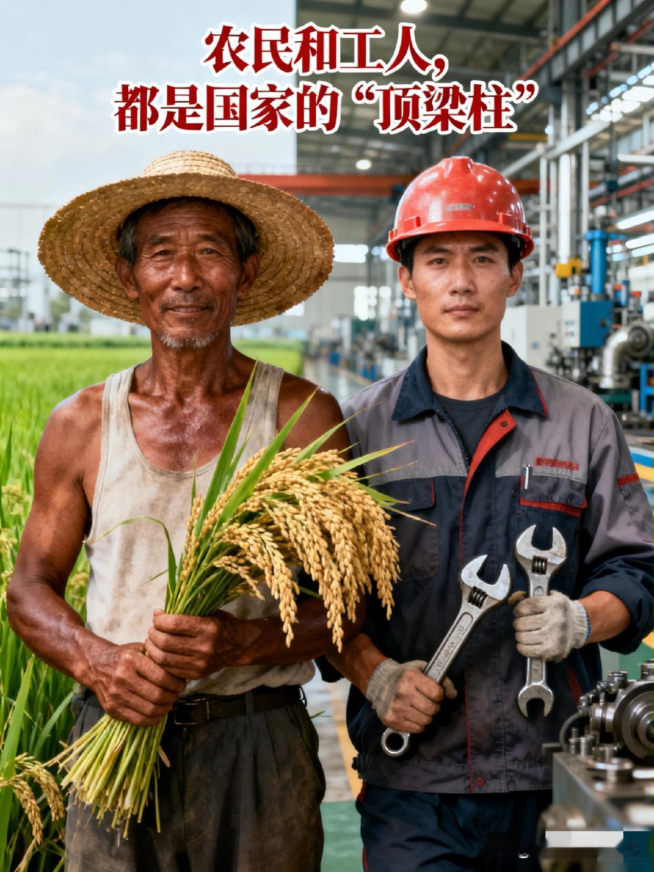 别纠结农民和工人谁贡献大了，这俩根本没法比，缺了谁都不行。农民守着田，种出