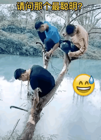 请问这三个大聪明谁先掉进河里