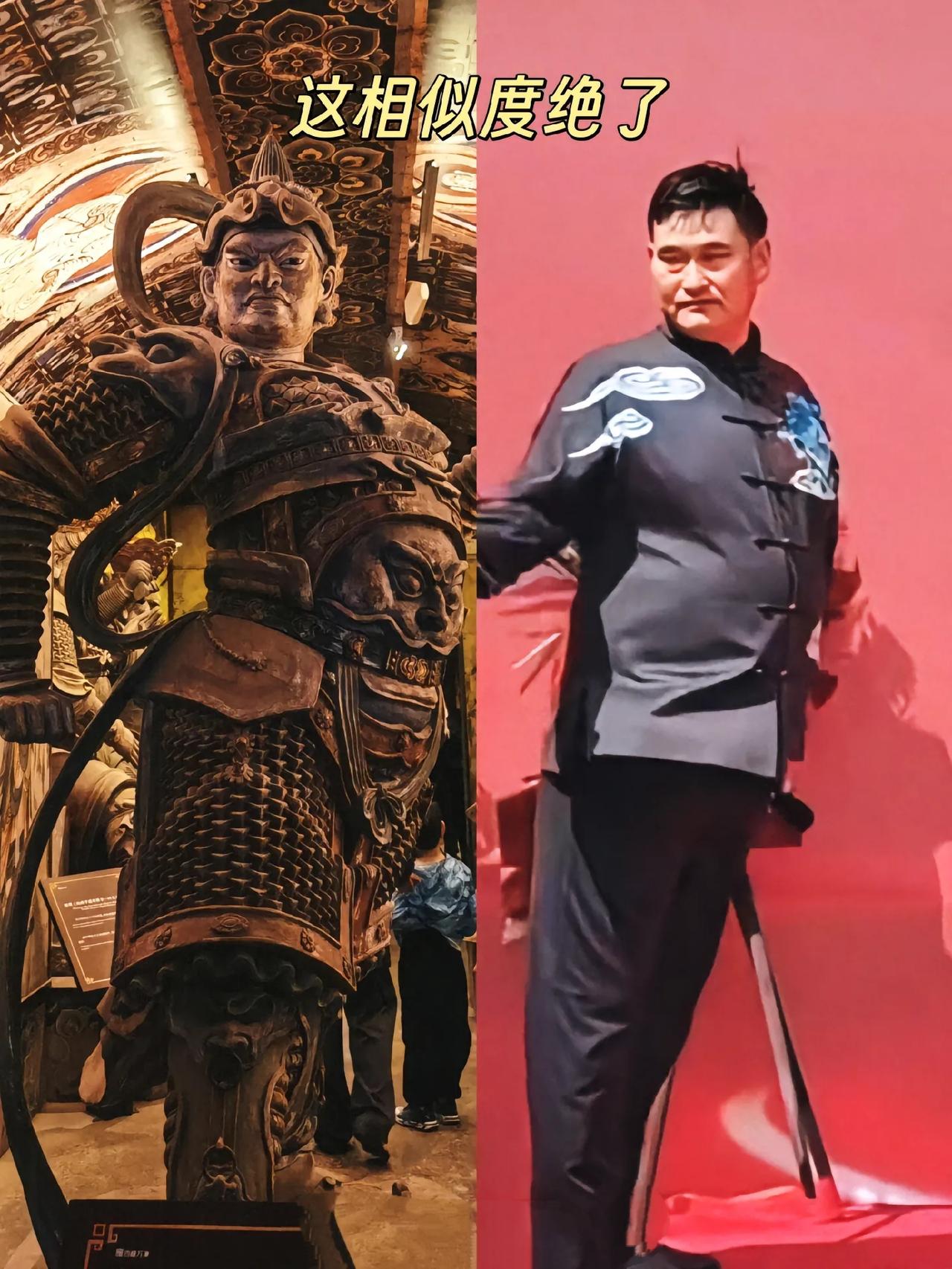 看网上说朱之文上台表演时的形象，酷似济南千佛山上的韦陀菩萨像，大衣哥跟造像相似度