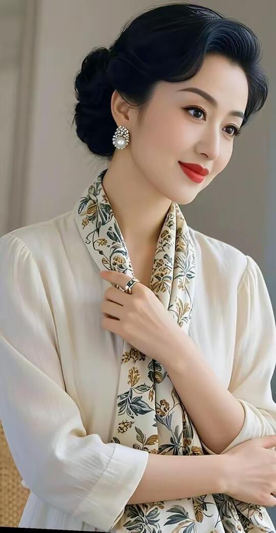 玉簪轻挽发，红妆映笑颜。