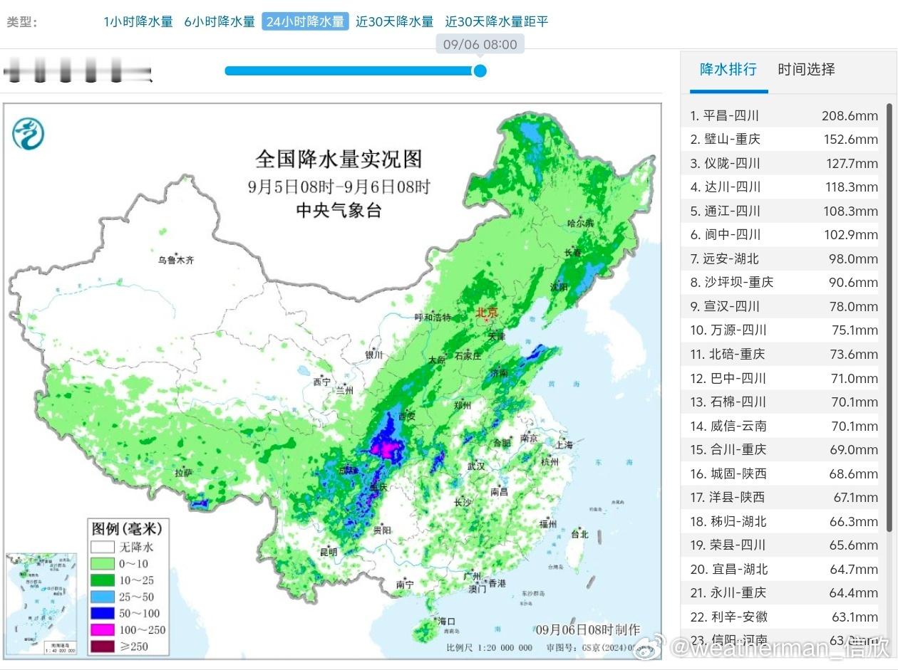 【强降雨和强对流】昨天到今晨，我国因为低涡切变线和冷锋过境的影响，从西南到华北东