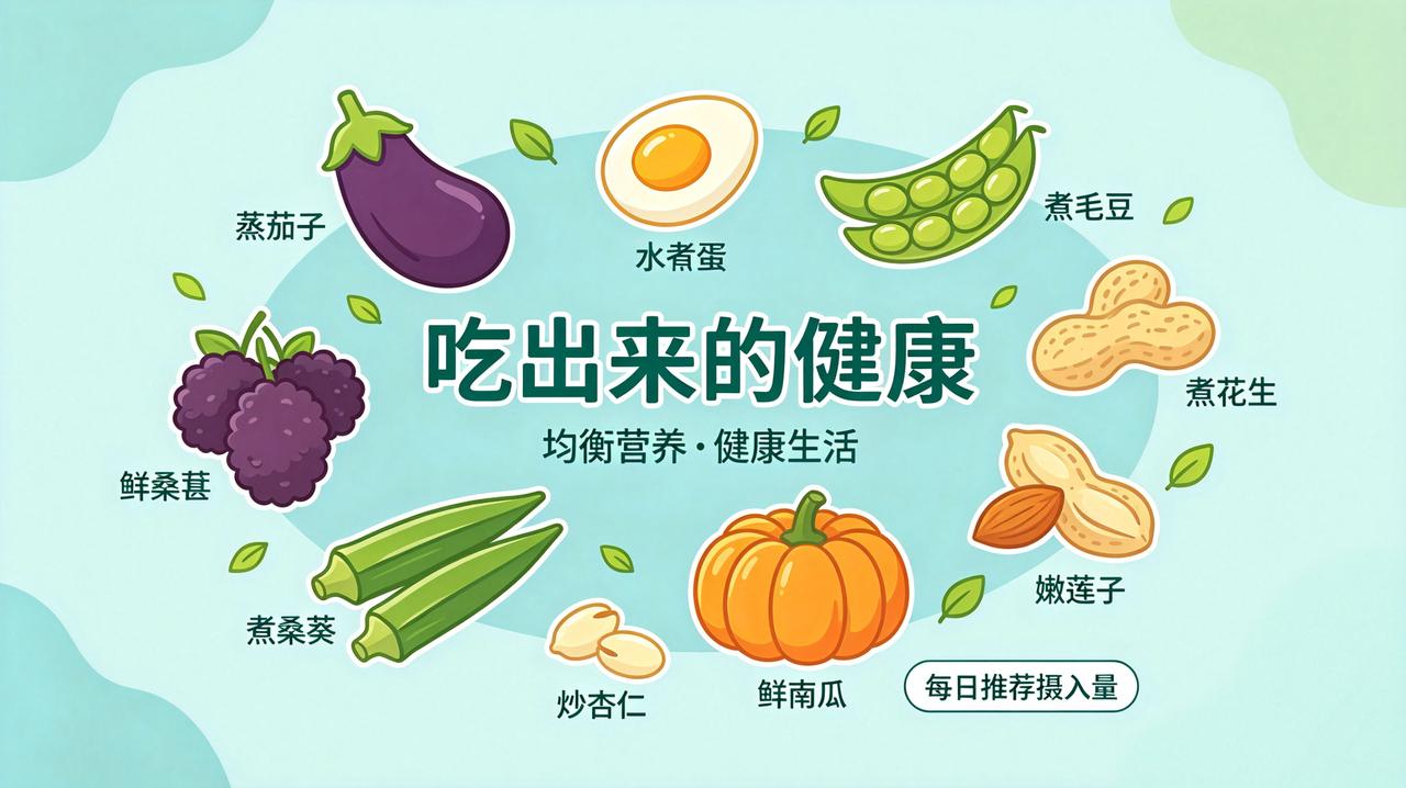 吃出来的健康①多吃蒸茄子，血管柔软又通畅！②多吃水煮蛋，强健肌肉身体棒！③