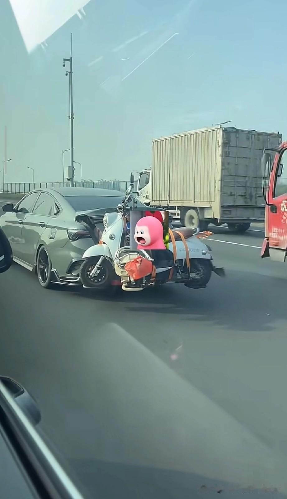 再不来广东了。。。广东打工人的至暗时刻！电动车绑轿车上，今年真的不来了在