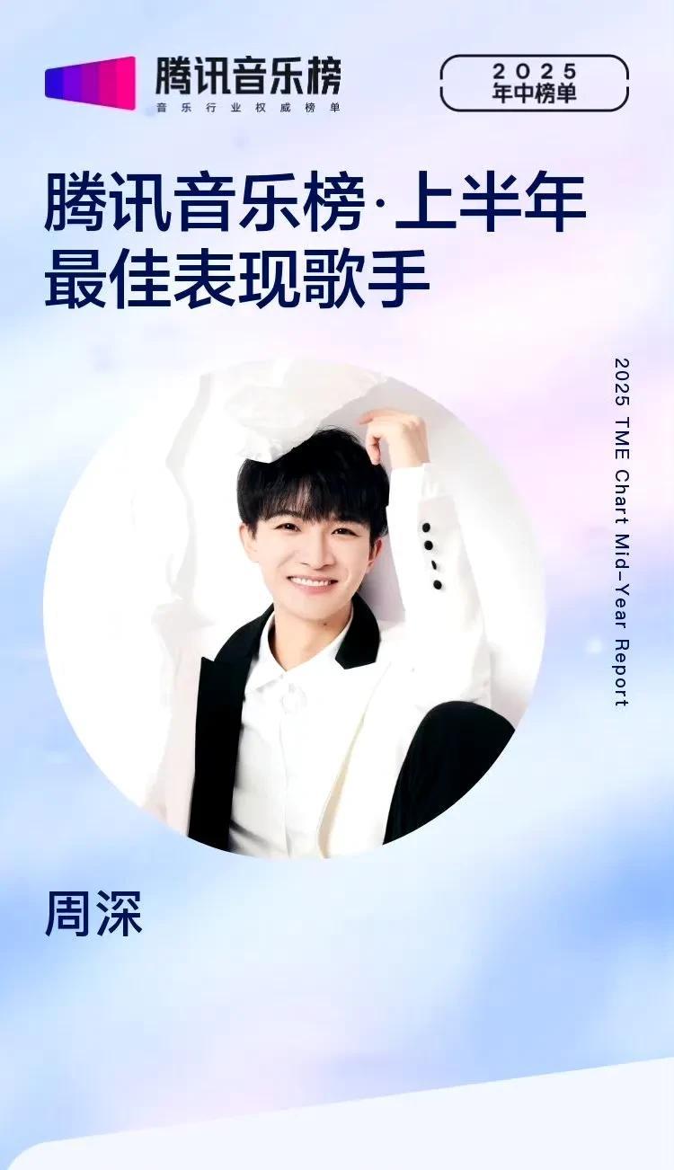 揭晓周深#腾讯音乐榜2025中榜单##周深上半年最佳表现歌手#周深能做到