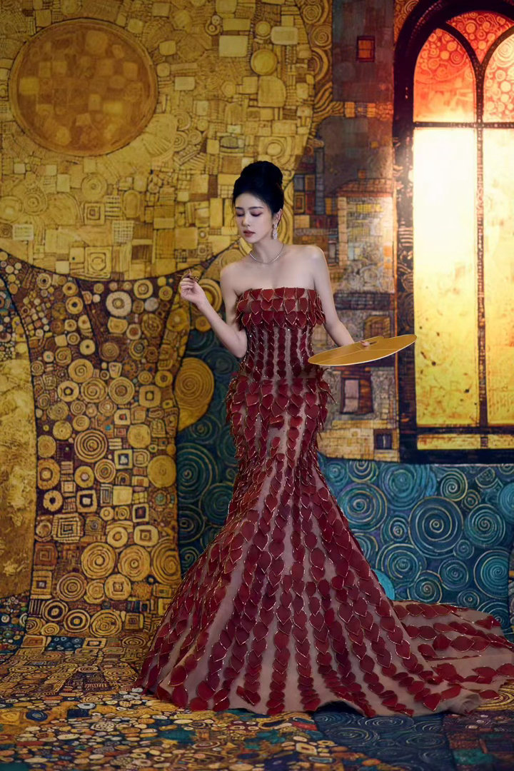 白鹿红色花瓣连衣裙这套妆造也太美了吧！请问白鹿有不出图的风险吗！​​​