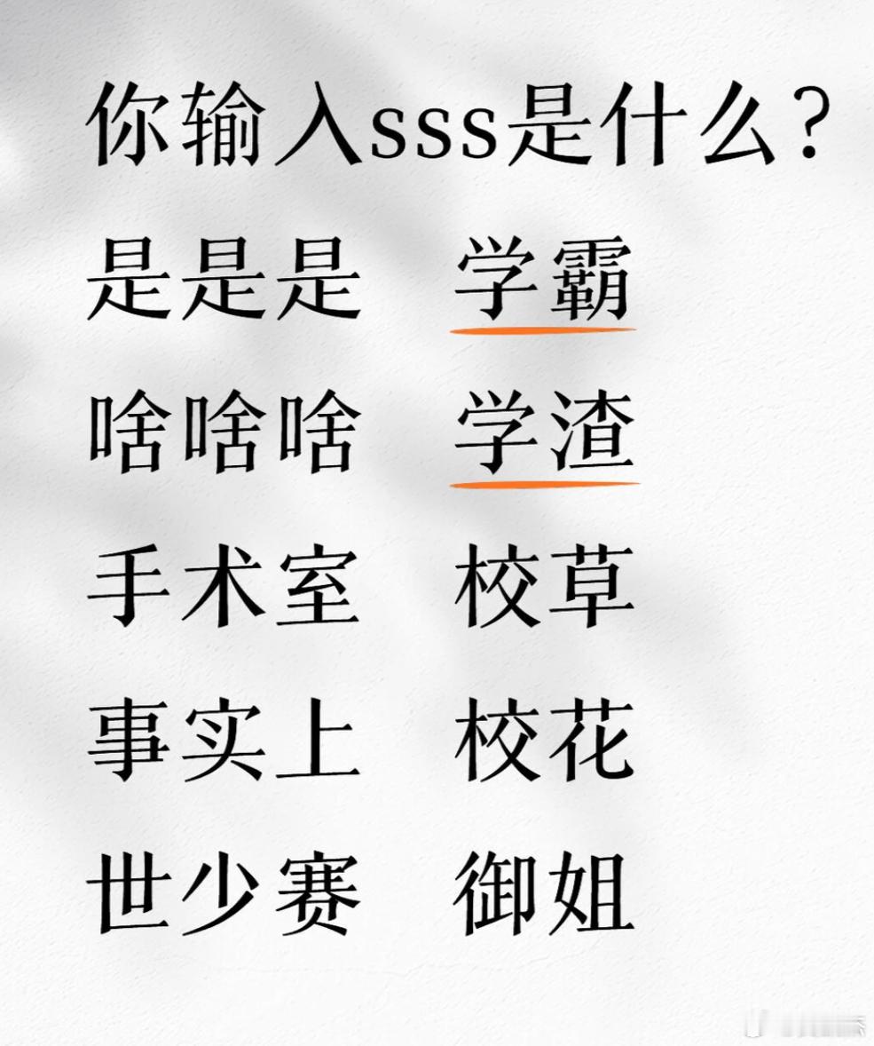 当你打sss时，弹出来的是什么？我是：速速速。看来我很急~