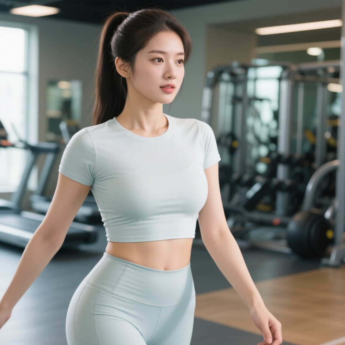健身房里的人间芭比每个部位都恰到好处