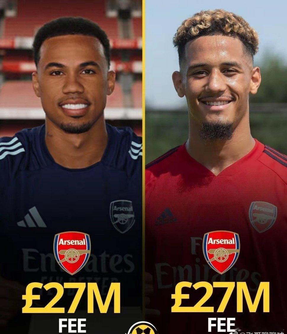 阿森纳在2019年和2020年分别以2700万英镑签下加布里埃尔和萨