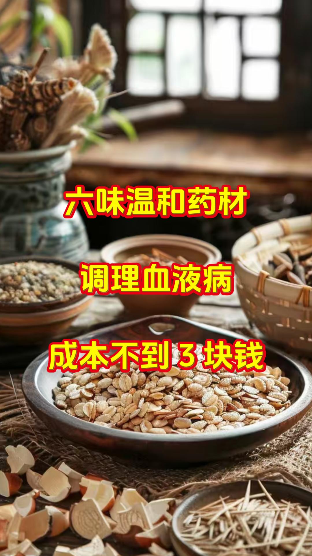 六味温和药材，调理血液病，成本不到3块钱今天给大伙儿说个实用的，有六味能