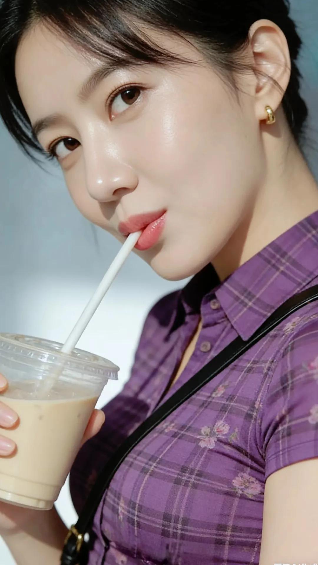 紫衣美人饮，清香入梦来。紫衣佳人写真仙女美人醉