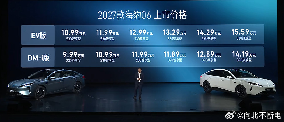 2027款海豹06正式上市了纯电版10.99万到15.59万，混动