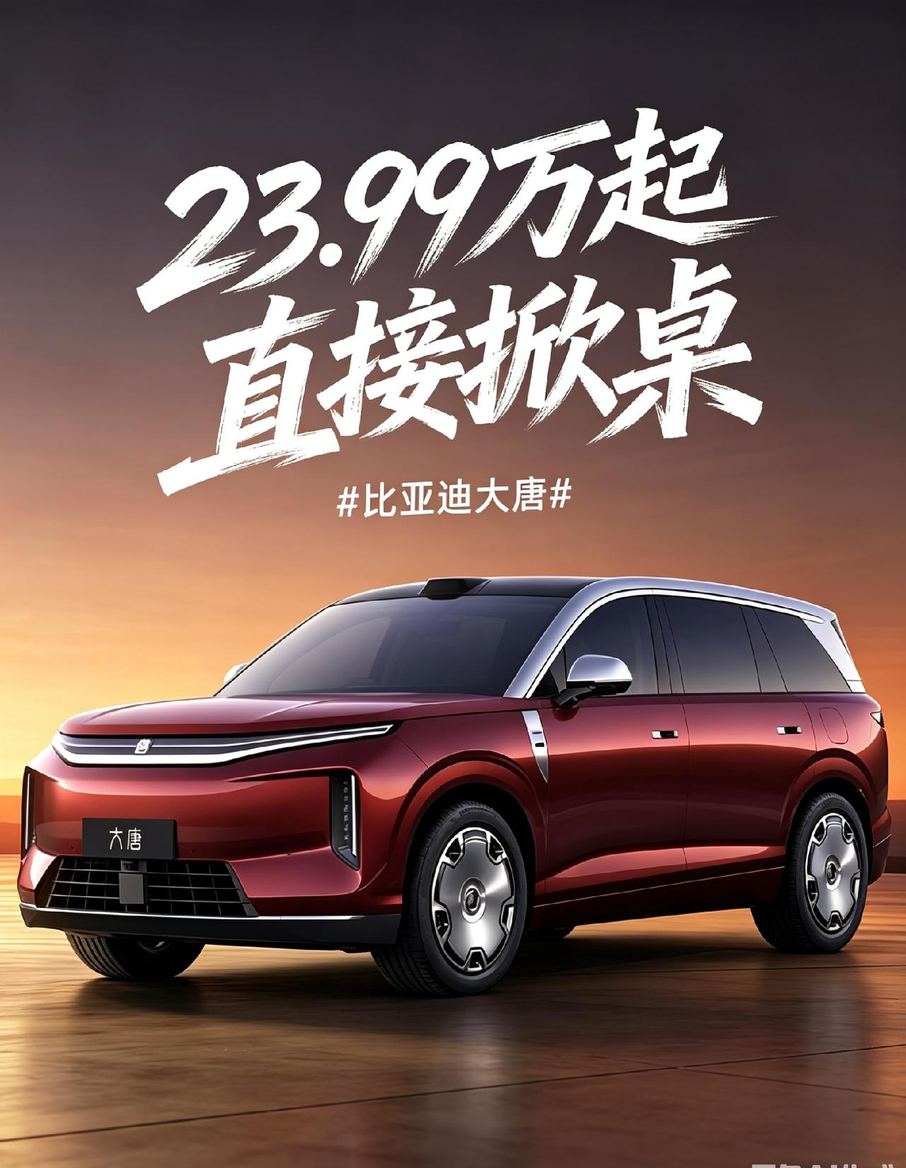比亚迪大唐正式上市，23.99万-30.99万的最终售价，比预售价直接下探万元，