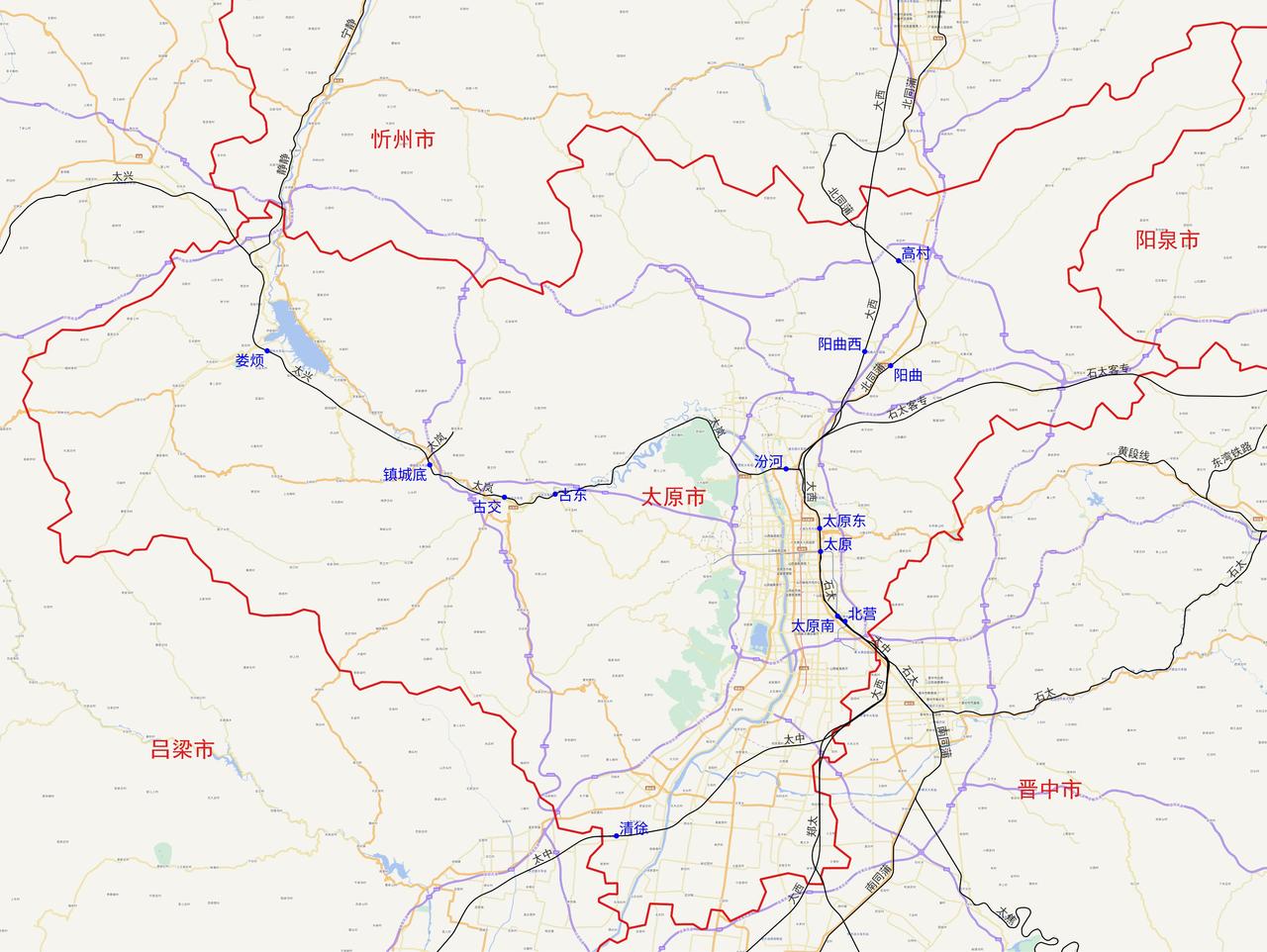 山西省太原市铁路及客运站分布图根据铁路12306数据，山西省太原市目前有以下1
