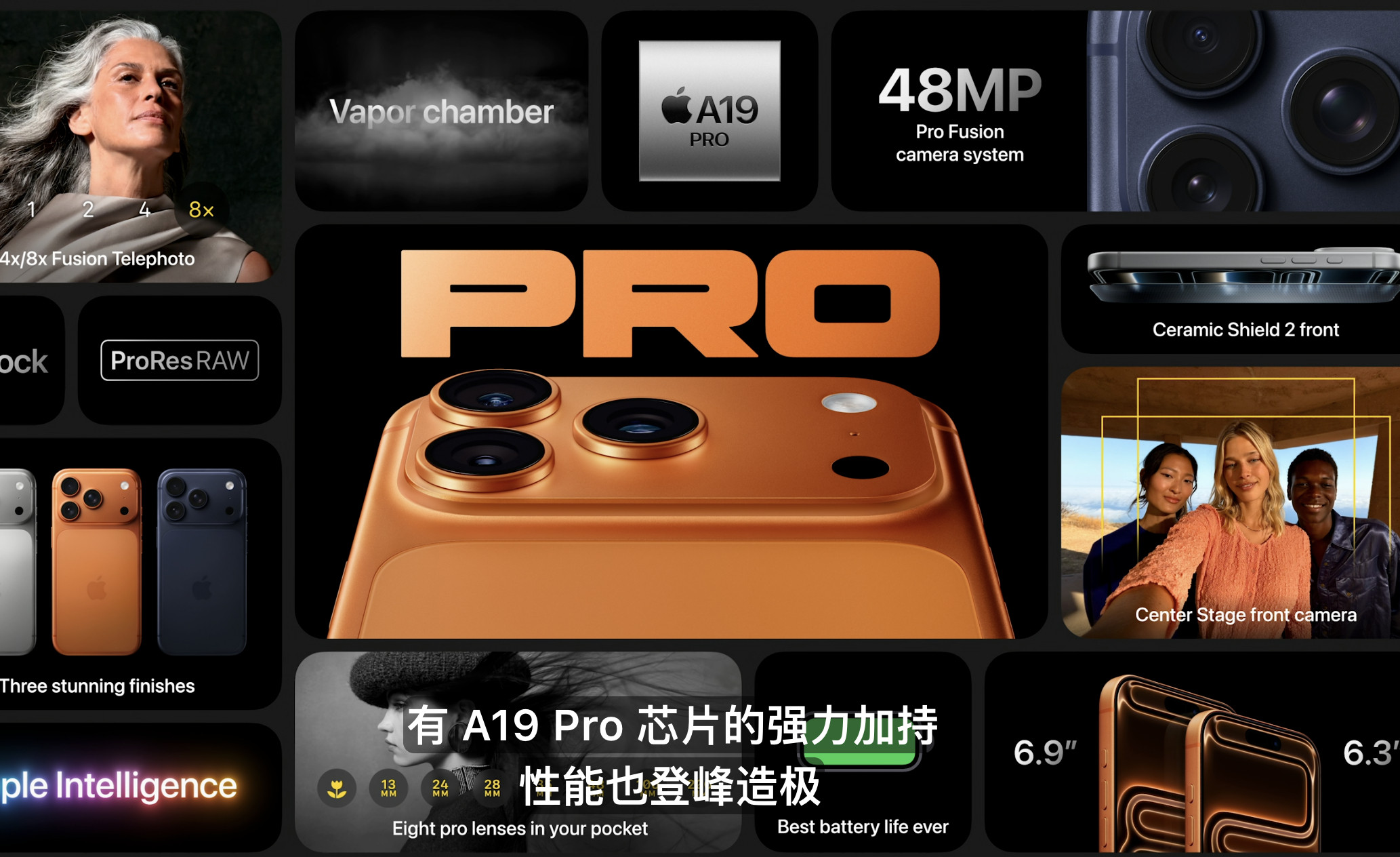 iPhone17Pro机身为全新铝金属，全新散热设计，比前代提升20倍；搭载