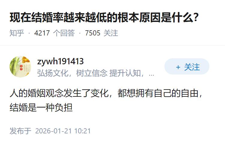 现在结婚率越来越低的根本原因是什么？