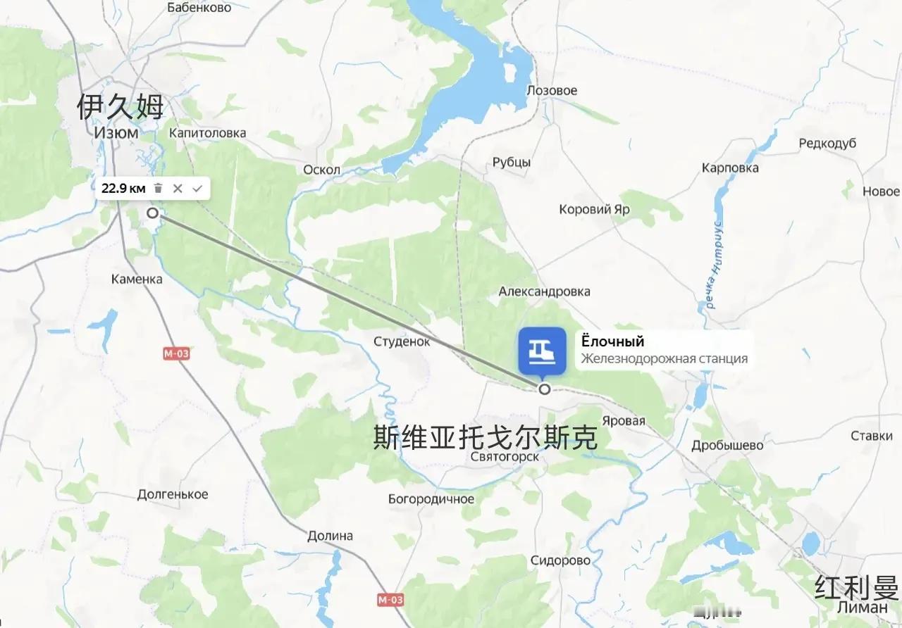 俄军继续在顿涅茨克北部推进。如今，俄军已逼近红利曼以北斯维亚托戈尔斯克东北郊的约