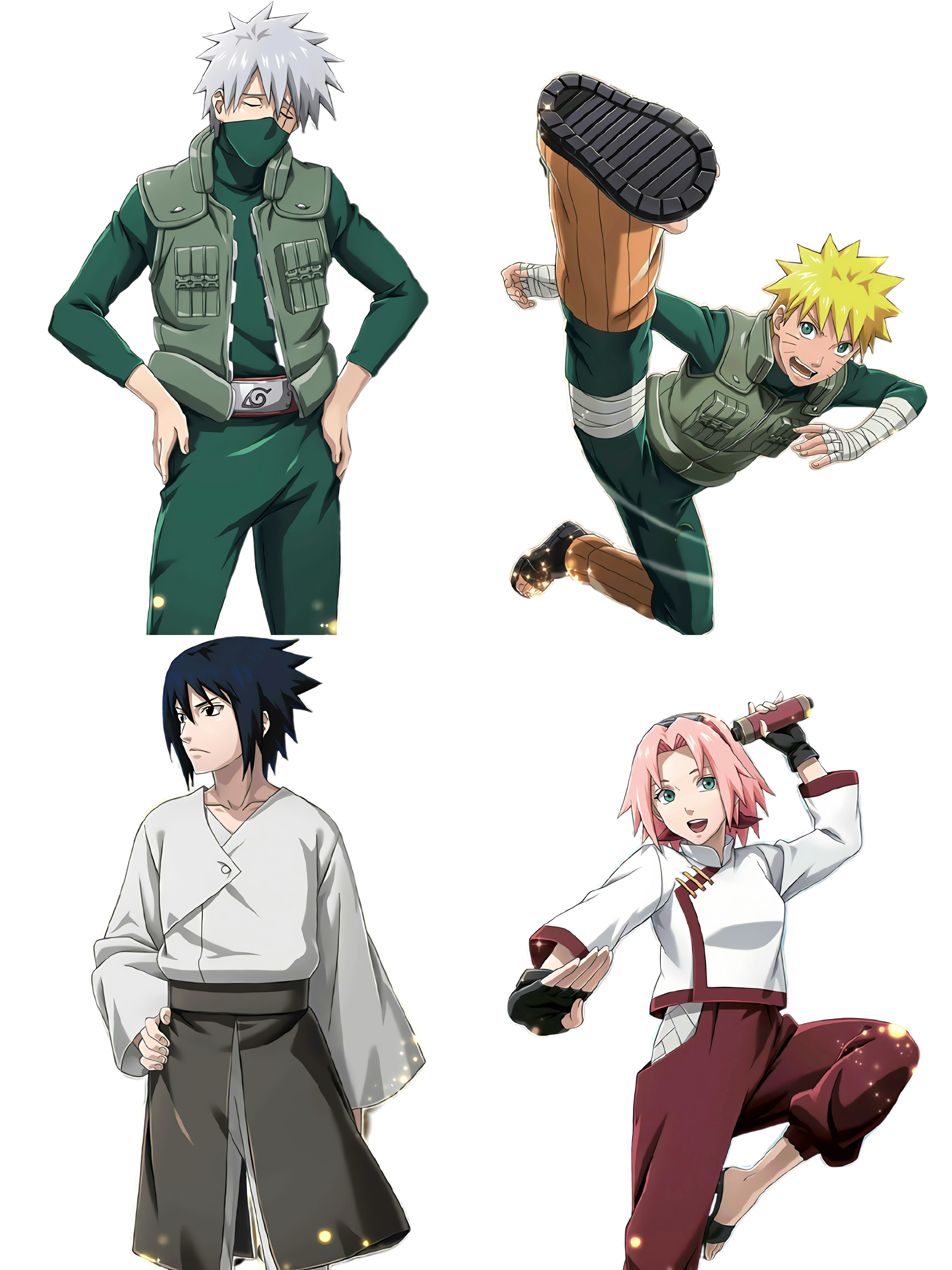 很喜欢『疾风乱舞』这套七班换装插图！抠了高清立绘当第七班换上第三班的服装火影忍者