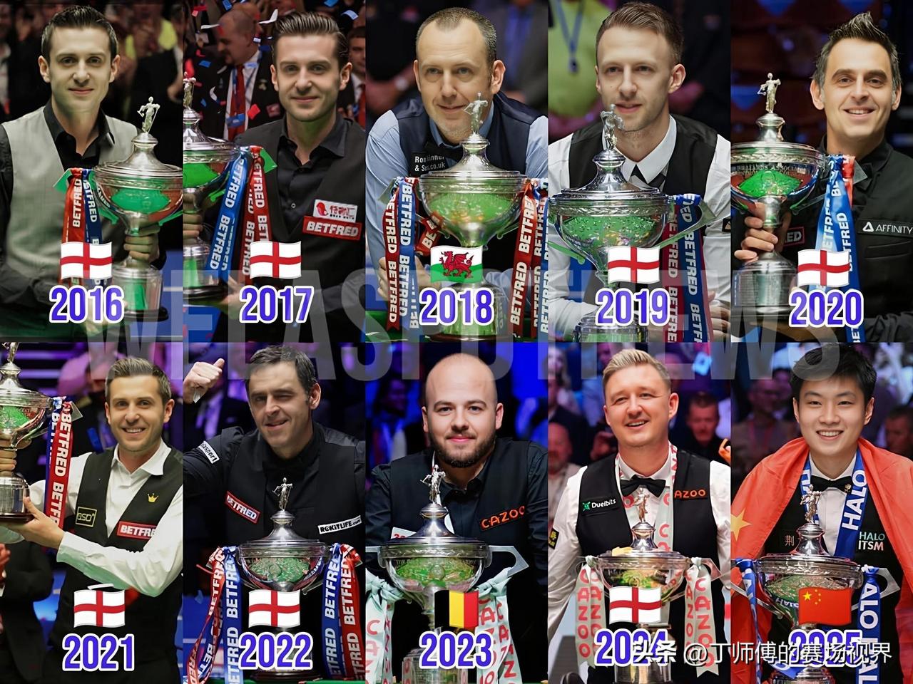 斯诺克过去十届世界锦标赛的冠亚军：🏴󠁧󠁢󠁥󠁮󠁧󠁿塞尔比18