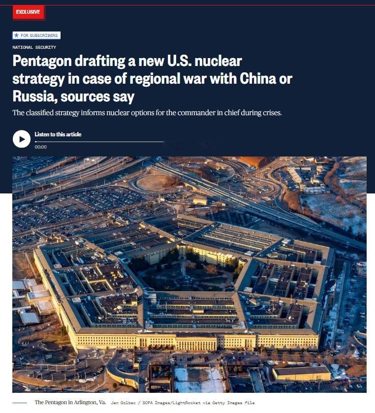 据美国全国广播公司（NBC）报道，美国国防部的一位高级官员正在起草一份新的美国核