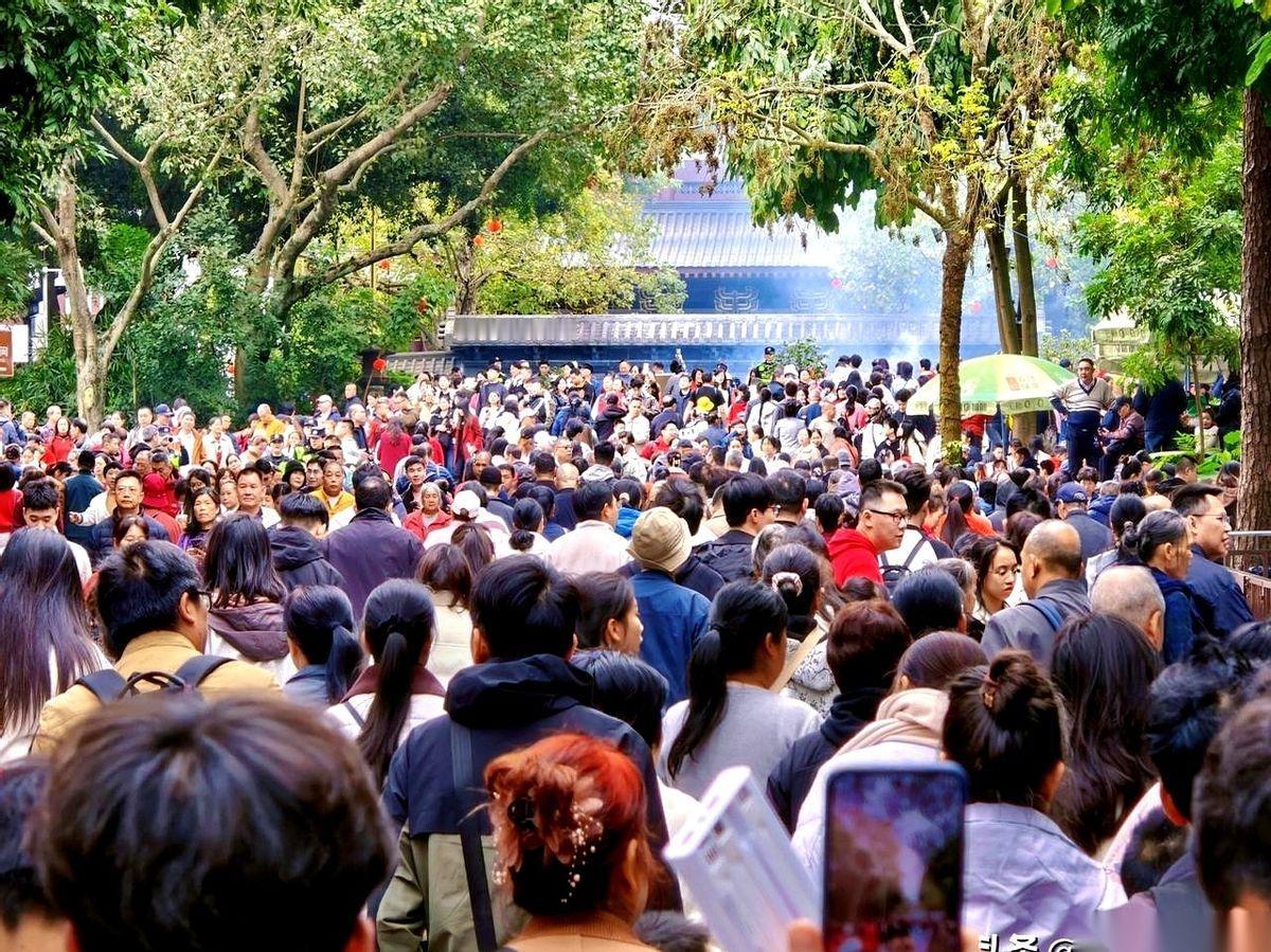 南宁青秀山，大年初一，塞进去了23.42万人。这数字什么概念？就是把一整个县城