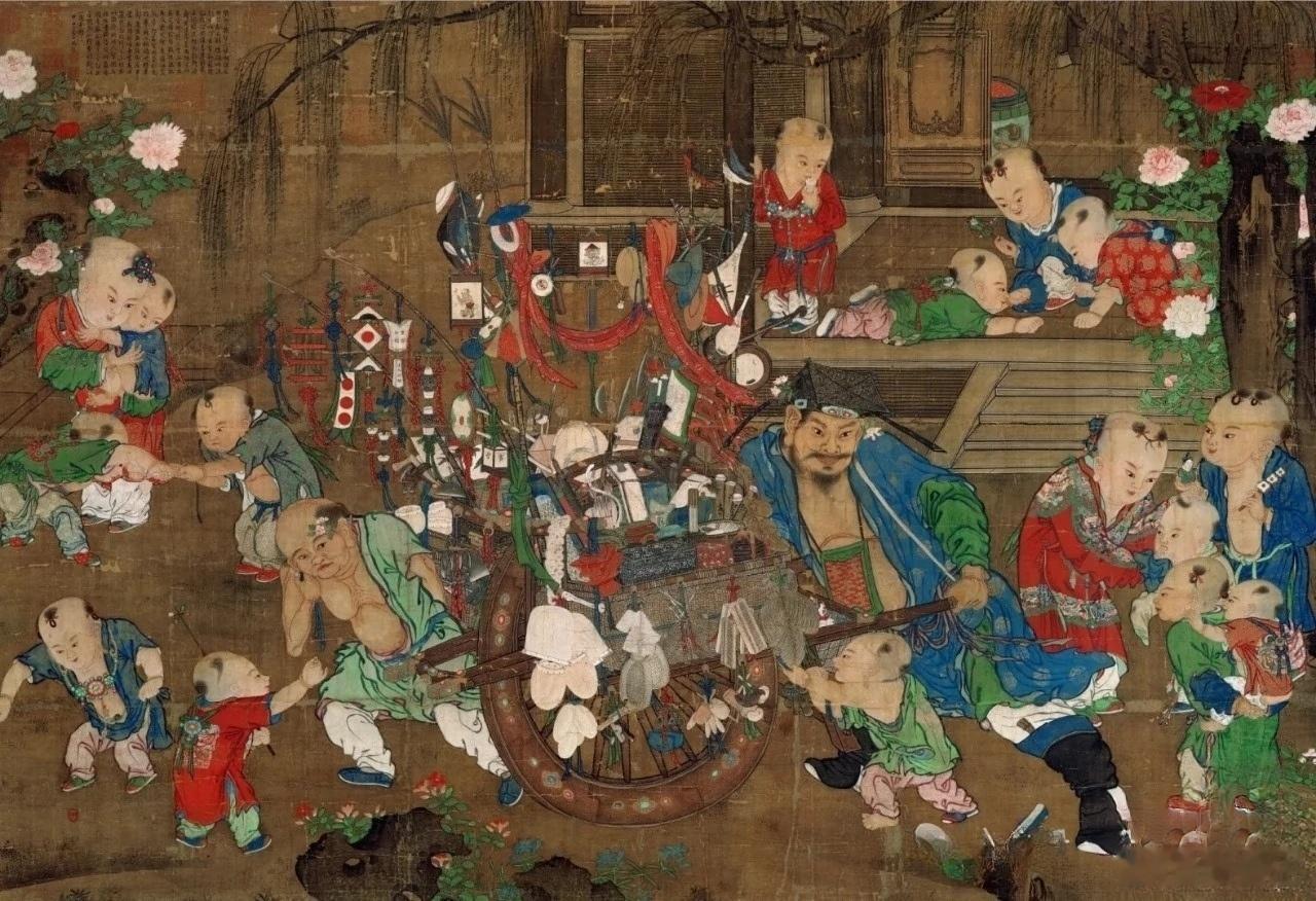 我们北宋时就用吸管喝奶茶了。这幅画叫《货郎图》，据传是北宋画家所绘。画中展示了玲