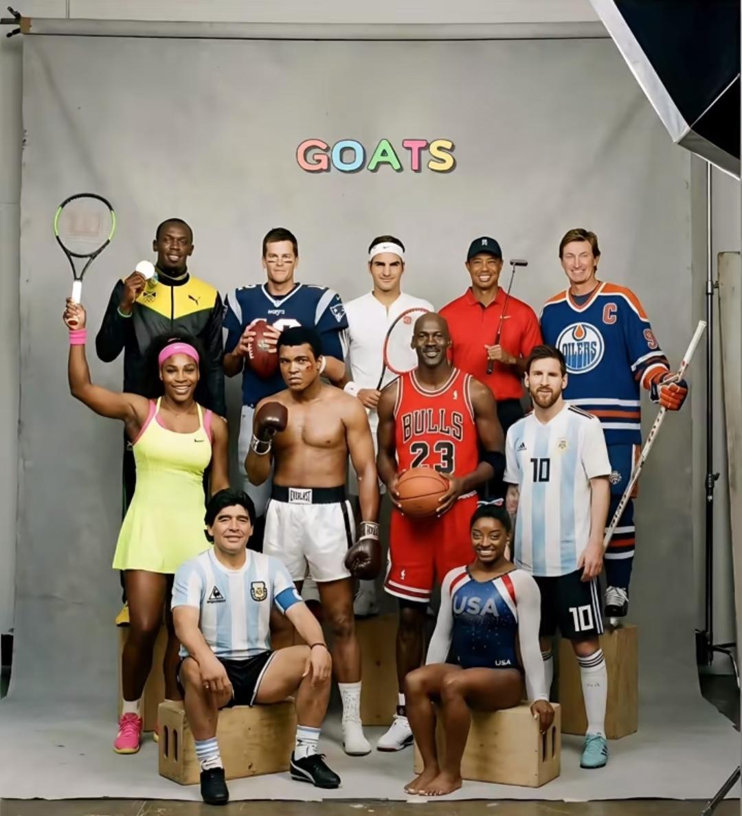 体坛goat大合影，缺谁谁尴尬，德不配位更尴尬！足球：马拉多纳、梅西！篮球：