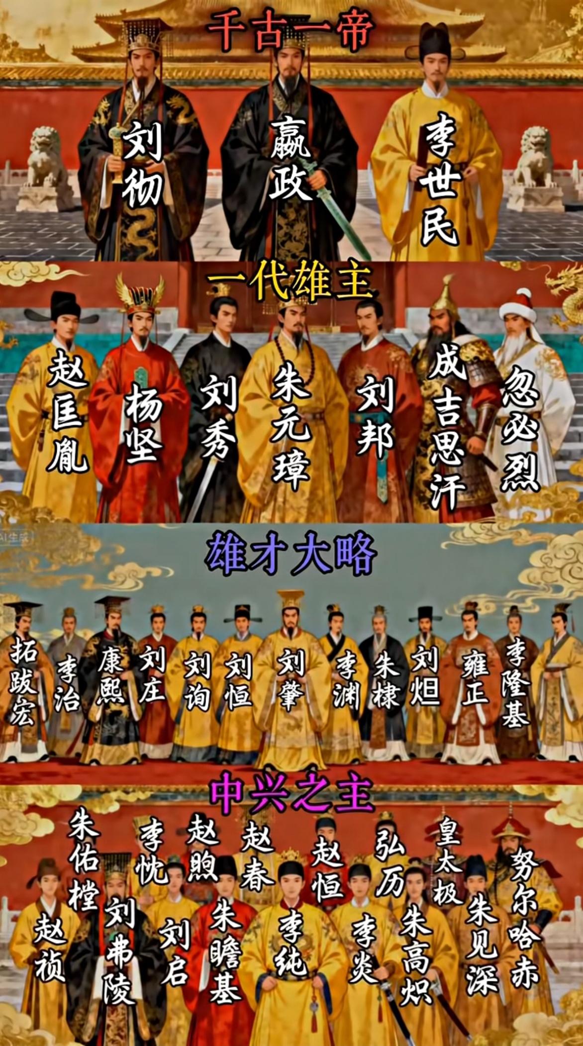 中华文明拥有5000多年的历史，在历史长河中涌现出许多杰出的帝王，他们的功绩和影