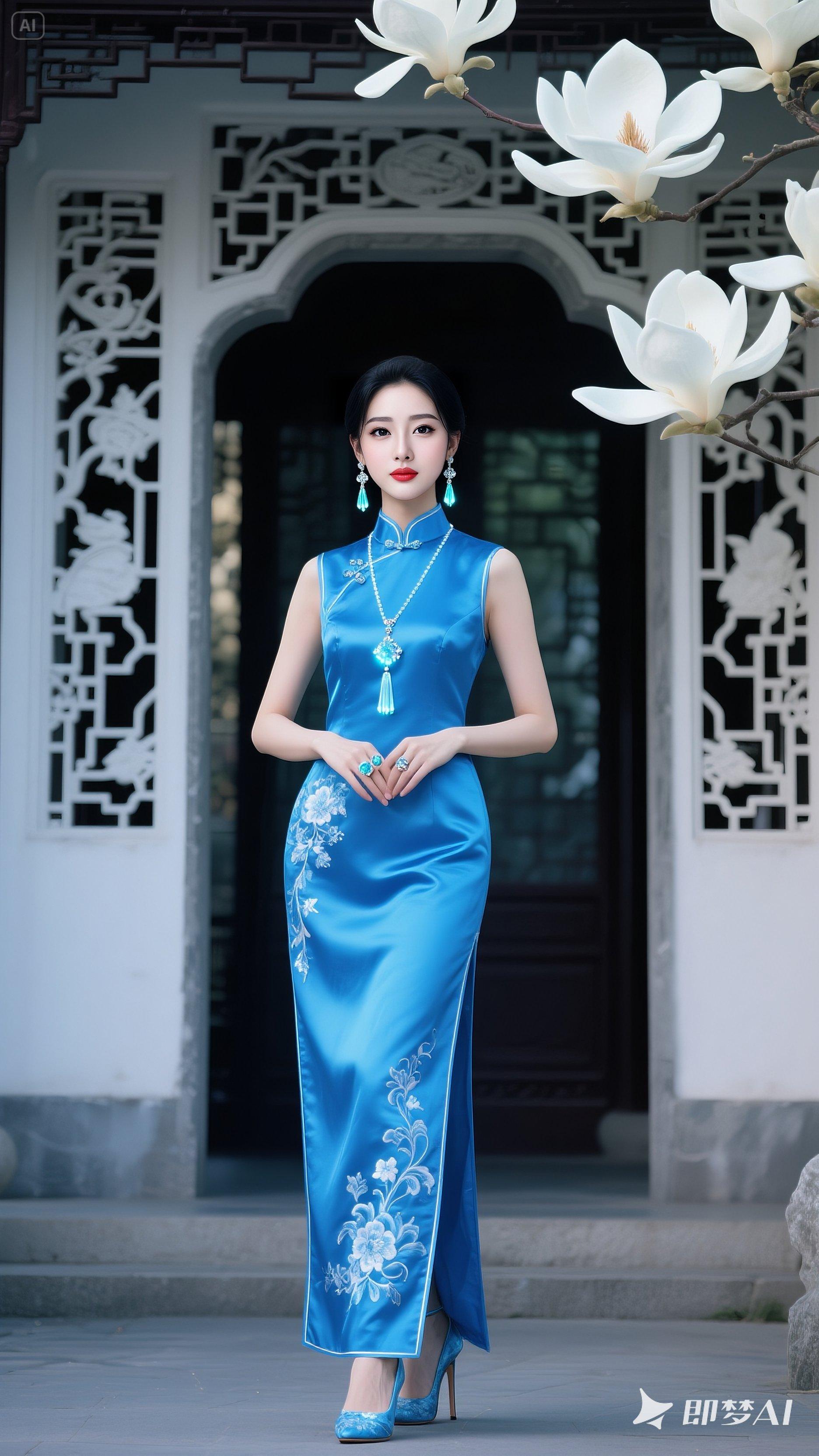行走在芳菲的流年里，身着旗袍的女子，永远。大长腿
